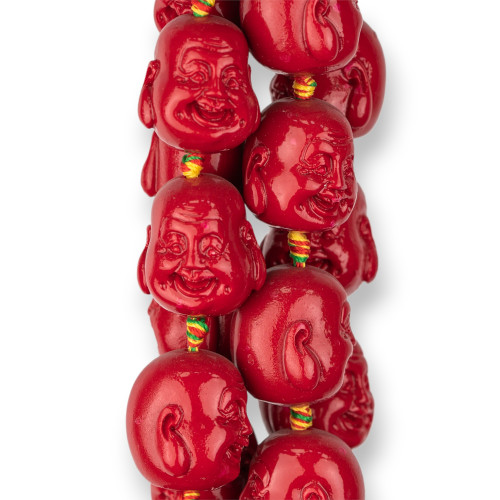 Resin Buddha 20x22mm 15pcs Red