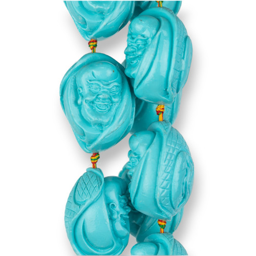 Resin Buddha 32x42mm 9pcs Turquoise