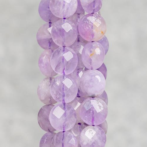 Lavendel-Amethyst, rund, flach, facettiert, 10 mm