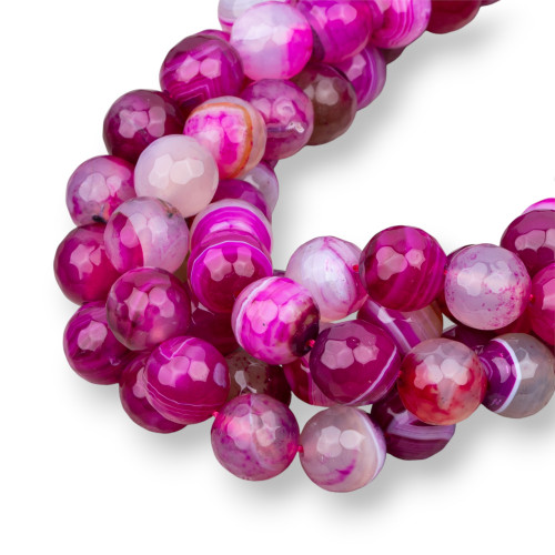 Striped Fuchsia Agate Faceted 16mm Ruby