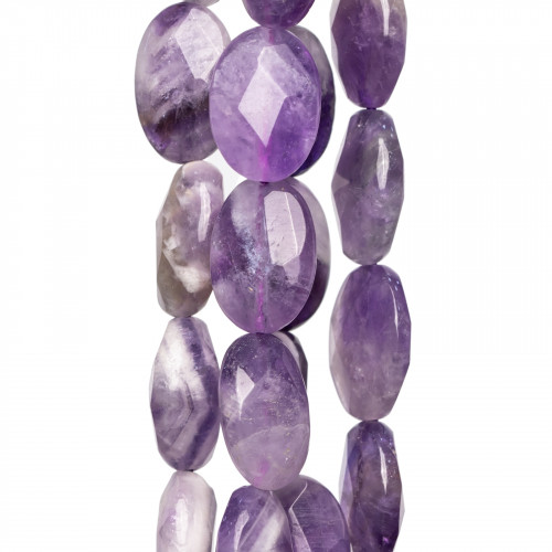 Oval Flat Faceted Amethyst 15x20mm Rough Clear