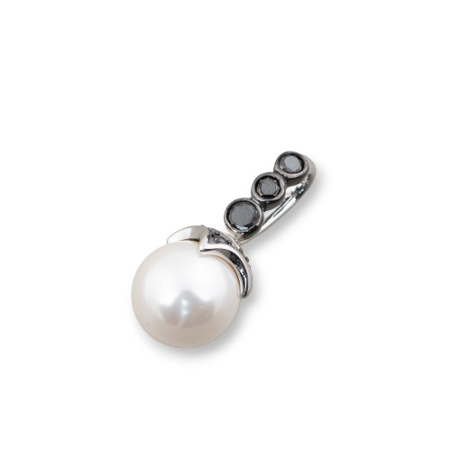 925er Silberanhänger mit mallorquinischen Perlen 10x23mm