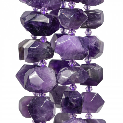 Amethyst Irregular Stone Faceted Nuggets 18-20x12-15mm