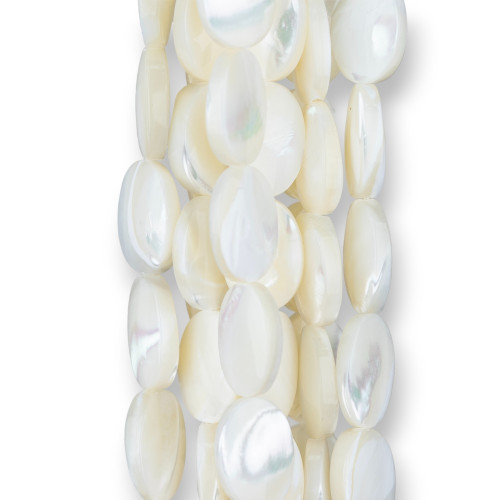 White Mother of Pearl Oval Flat 13x18mm