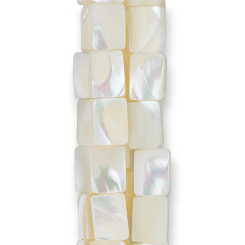 White Mother of Pearl Flat Rectangle 13x18mm