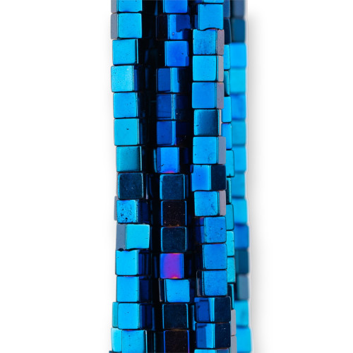 Hematite Cube 2.4mm Blue