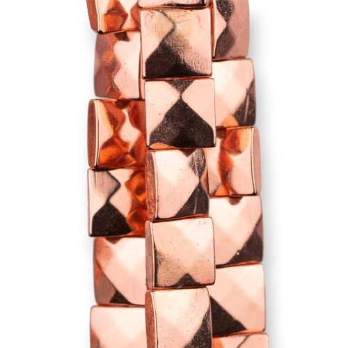 Hematite Square Flat Faceted 8mm Rose Gold