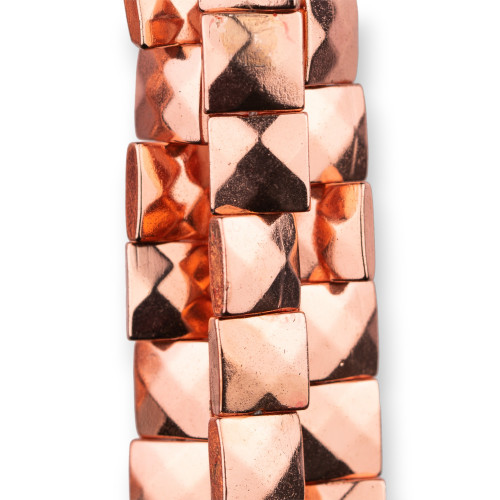 Hematite Square Flat Faceted 8mm Rose Gold