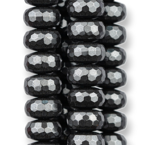 Hematite Faceted Rondelle 10x5mm Natural