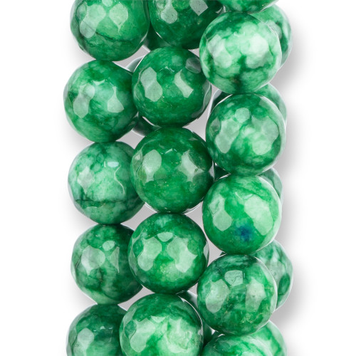 Colored Jadeite Jade Economic Line Faceted 10mm Variegated Green
