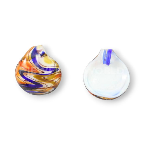 Colgante estampado de cristal de Murano 45 mm - 2 piezas - Azul naranja