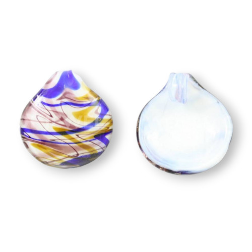 Pendentif Fantaisie en Verre de Murano 45mm - 2pcs - Bleu Violet