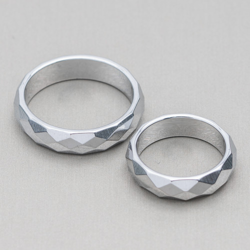 Faceted Hematite Rings Assorted Sizes 20pcs Rhodium Plated