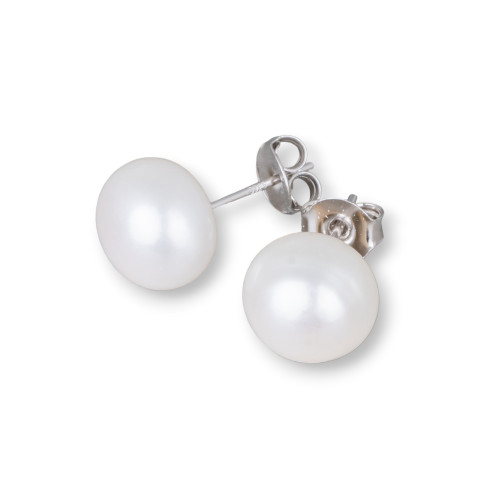 925 Silver Earrings and River Pearls 12.5-13.0mm 6 Pairs White