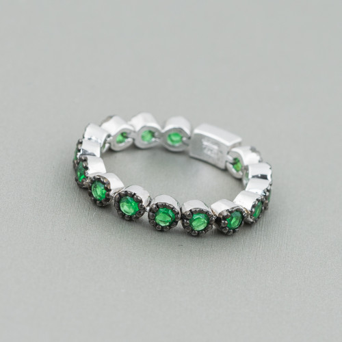 925 Silver Ring With Light Points Set Soft Ring Thickness 4mm Emerald Green