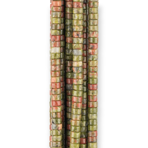 Unakite Rondelle Lisce Tubetti 4x2mm