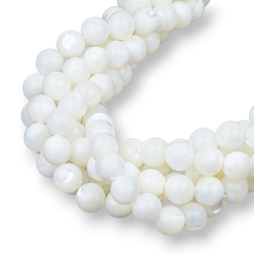 White Mother of Pearl Round Smooth 08mm