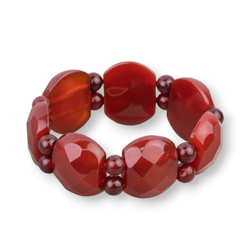 Gemstone Bar Bracelet 28mm Carnelian Oval Faceted 28x22mm Intense