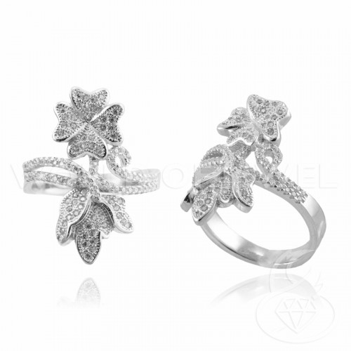 925 Silver Ring With Rhodium-plated Zircons Mod10 Size 7