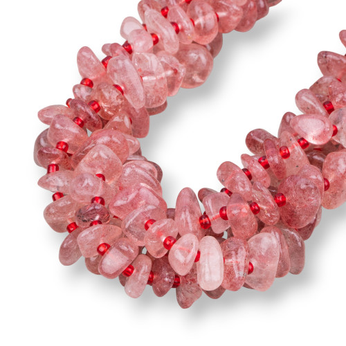 Strawberry Quartz Rondelle Irregular Tumbled Stone 8-13mm