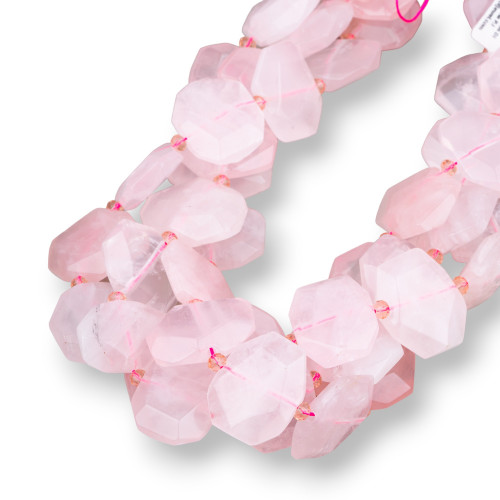 Rose Quartz Irregular Flat Faceted 25-20mm