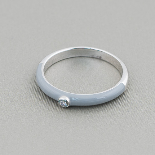 925 Silver Ring Design Italy Light Point With Gray Rhodium Enamel 3.5mm