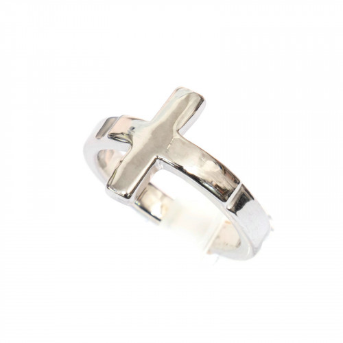 925 Rhodium Plated Silver Ring With Cross 16x24mm