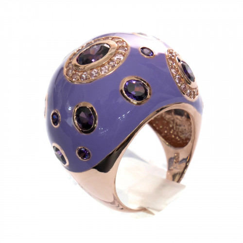 925 Silver Enamelled Ring With Embedded Light Points 25x35mm