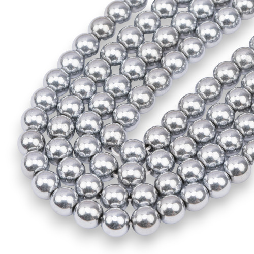 Hematite Round Smooth 08mm Silver