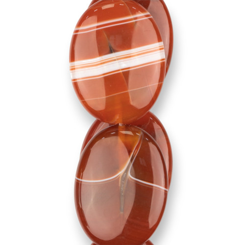 Red Carnelian Ριγέ Flat Oval 30x40mm