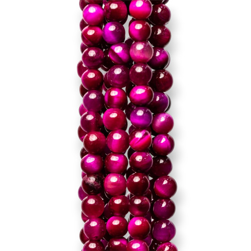 Fuchsia Tiger Eye Smooth Round 04mm