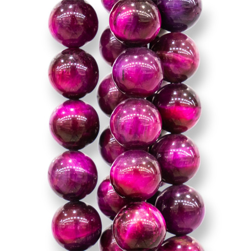 Fuchsia Tiger Eye Smooth Στρογγυλό 10mm