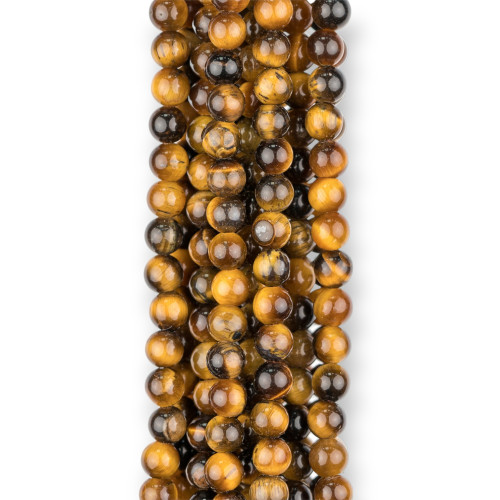 Yellow Tiger Eye Smooth Round 03mm 80cm Wire 5 Necklaces