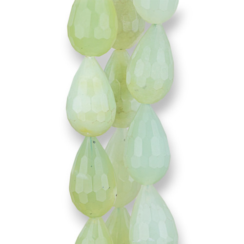 Jade (New Jade) Faceted Briolette Drops 18x30mm