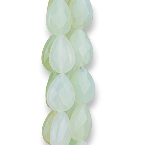 Jade (New Jade) Faceted Flat Drops 13x18mm