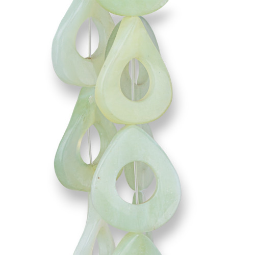 Giada (New Jade) Goccia Piatta Twist Forato 25x30mm