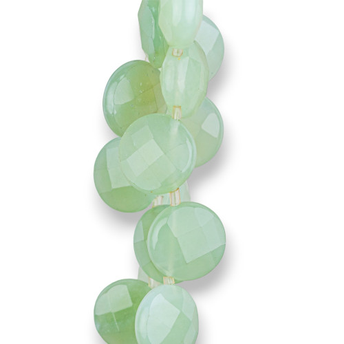 Giada (New Jade) Tondo Piatto Sfaccettato Foro Laterale 16mm