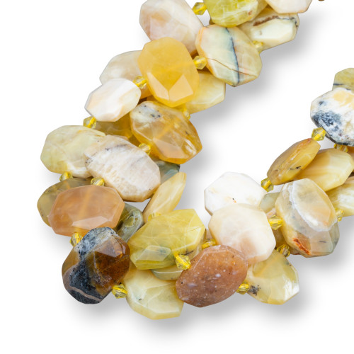 Yellow Opal Irregular Flat Faceted 20-15mm