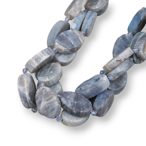 Labradorite Gray Oval Flat Satin (Matte) 10-18mm