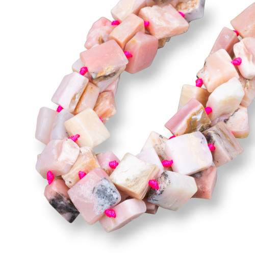 Rough Pink Opal Square Flat 16-18mm