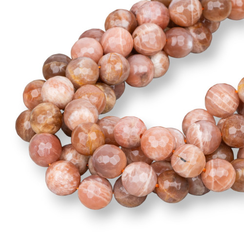 Faceted Pink Moonstone 14mm Gold Plated