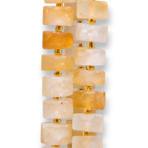 Rondelles satinées de quartz citrine (mat) 12 mm