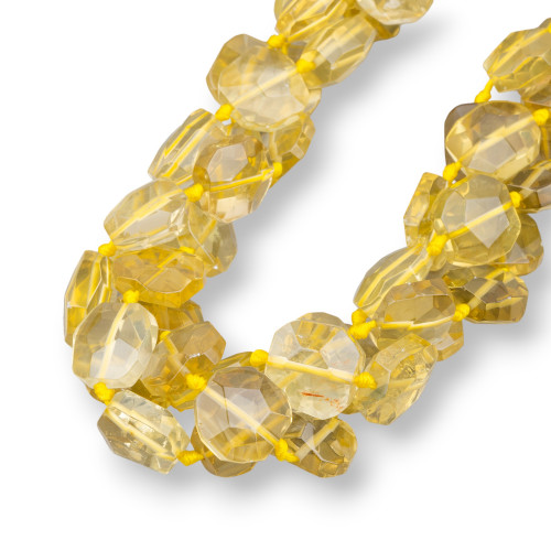 Lemon Quartz Irregular Flat Faceted 15-18mm