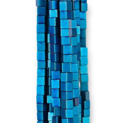 Ematite Satinato Opaco (Matte) Cubo 2,4mm Blu