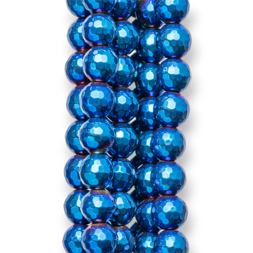 Faceted Hematite 06mm Blue