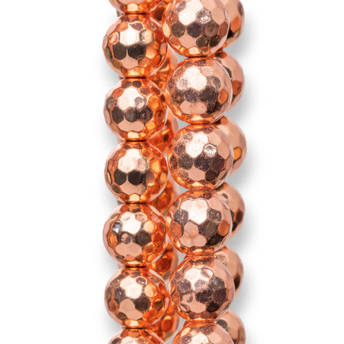 Faceted Hematite 08mm Rose Gold