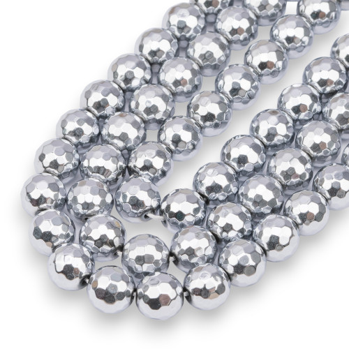 Faceted Hematite 12mm Silver Plated