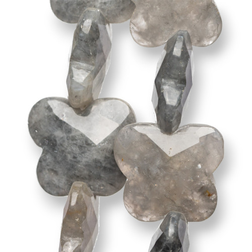 Butterfly Gray Quartz Faceted 34x30mm