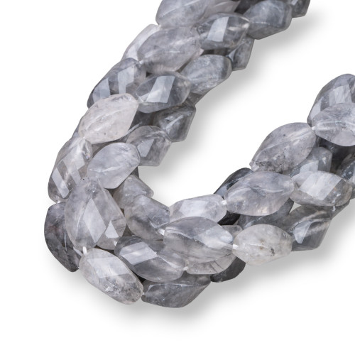 Rice Grey Quartz Wavy Faceted 09x18mm