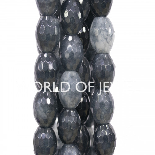 Dark Gray Rice Quartz Faceted 15x20mm